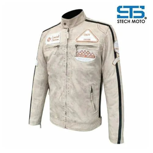 Men's Motorcycle Vintage Cafe Racer Biker Distressed - Foto 9