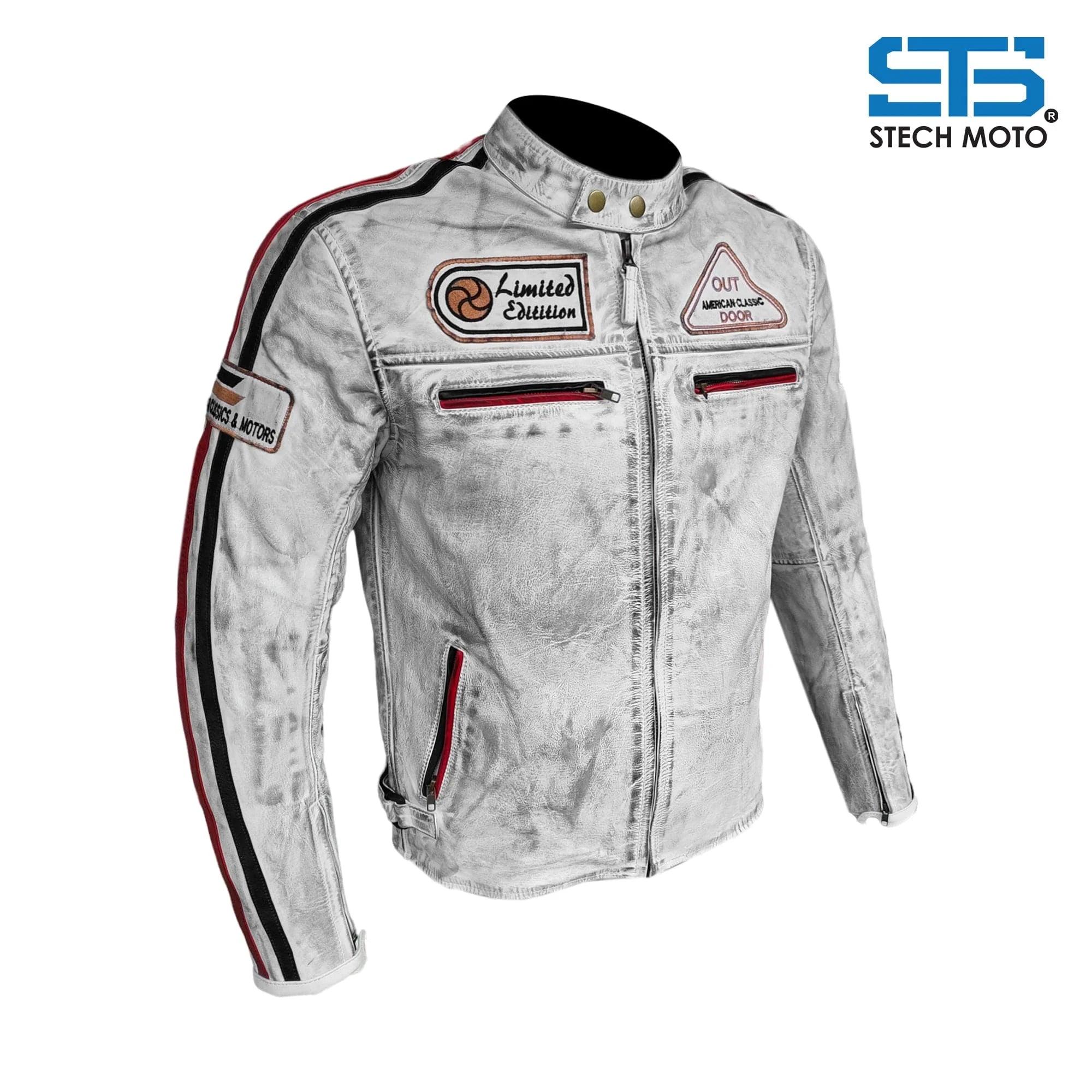 Giacca Pelle Moto Vintage Giubbotto Protezione Moto Giubbotto Moto
