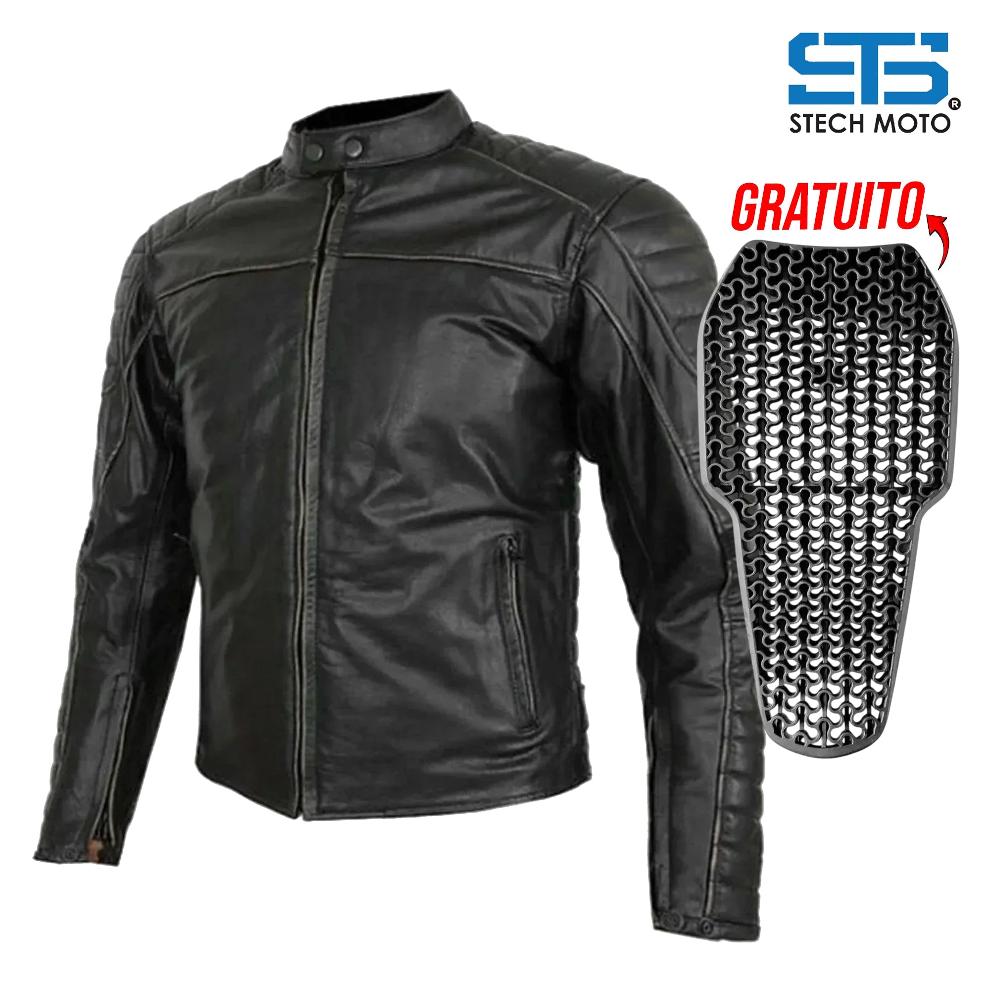 Giubbotto Moto in Pelle da Uomo S-tech ST 1785 Cafe Race vintage custom Pelle Morbidissimo ST
