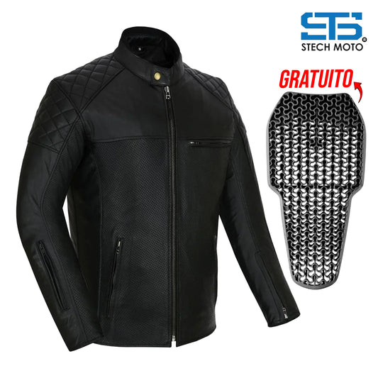 Moto giacca estivo in pelle uomo S-tech ST 1720 AIR  Vintage Café Race ST