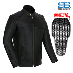 Moto giacca estivo in pelle uomo S-tech ST 1720 AIR  Vintage Café Race ST