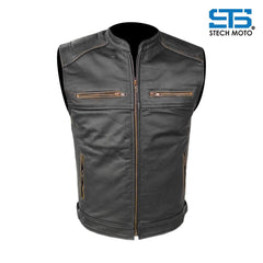 Moto Gilet in pelle Stechmoto ST 1190 BZM Vintage Custom & Café Race ST