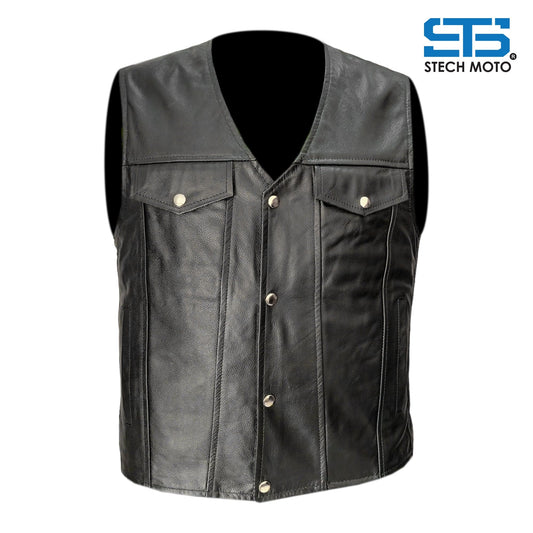 Gilet da Moto in pelle da uomo Stechmoto ST 1206 Custom Vintage e Café Race ST