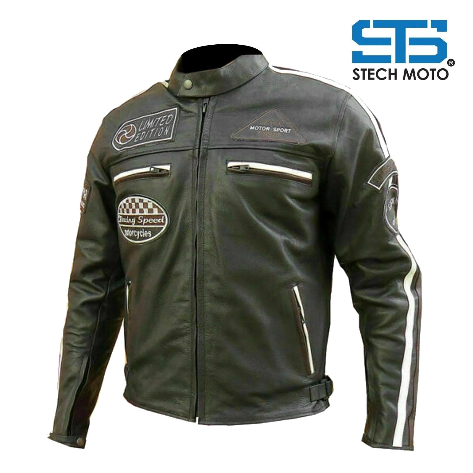 Moto Giubbotto in pelle da Uomo Stechmoto ST 1735 Vintage Custom & Café Race - Am Moto-Abbigliamento Moto