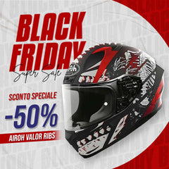 Casco Integrale Moto e Scooter Airoh Valor Ribs Matt Nero-Bianco-Rosso Airoh
