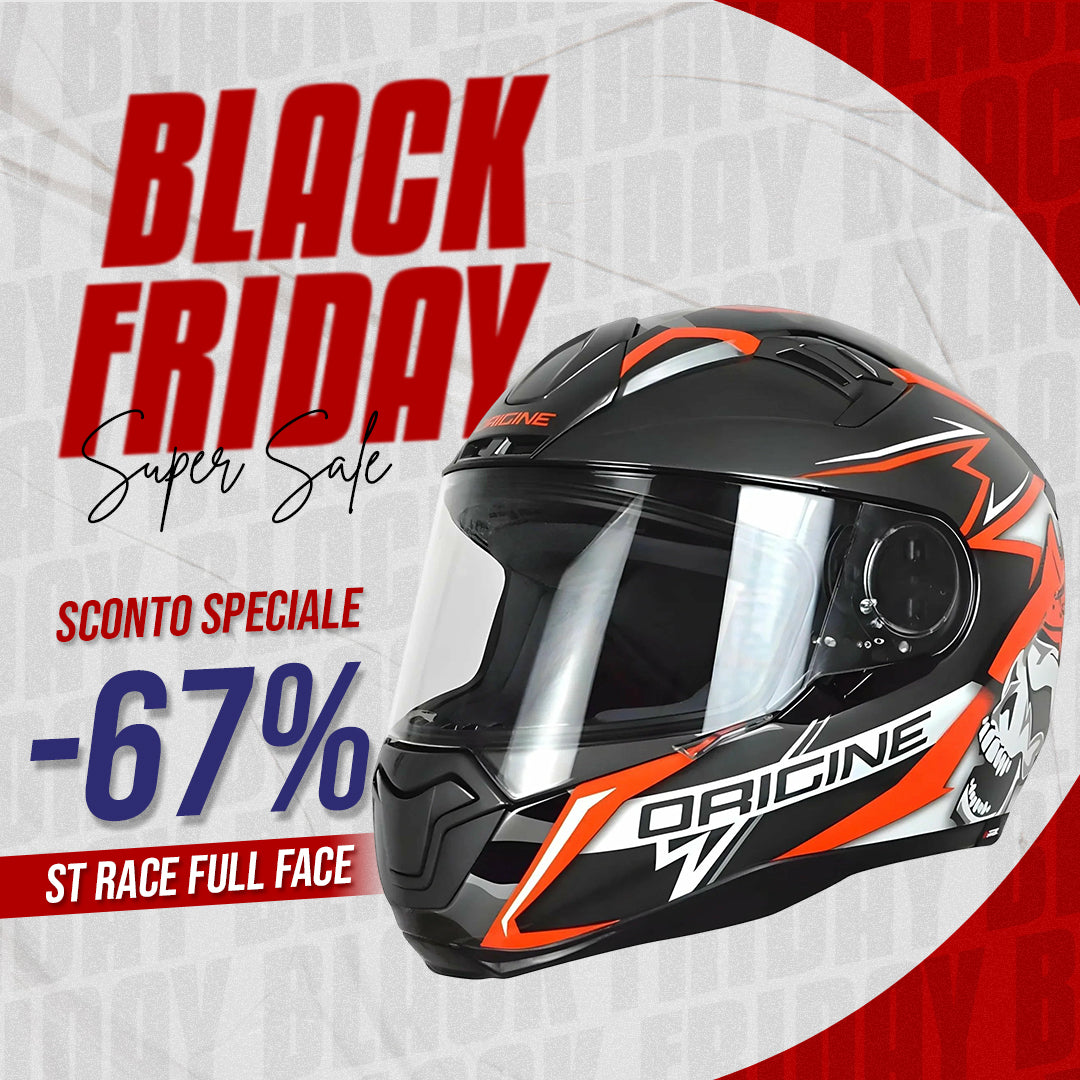 Casco Moto Integrale in Fibra Origine ST Race Nero-Bianco-Rosso Origine