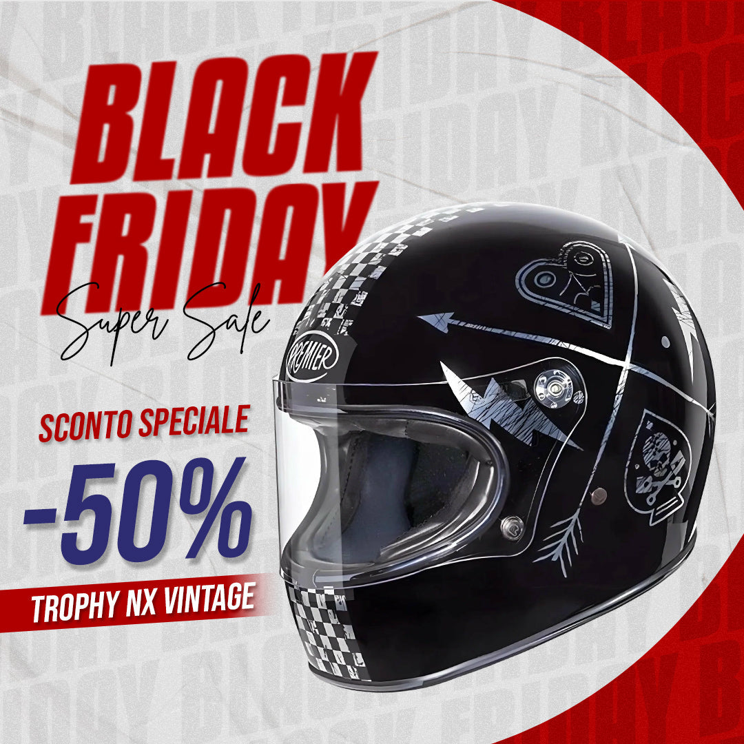 Moto Casco Integrali Vintage in Fibra - PREMIER TROPHY NX ARGENTATO CROMATO  PREMIER