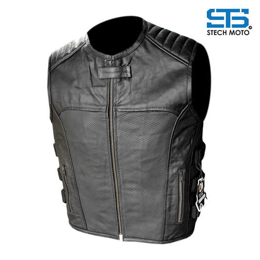 Gilet da Moto in pelle Stechmoto ST 1121 BZM Vintage Custom & Café Race ST