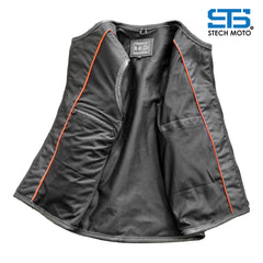 Gilet da Moto in pelle Stechmoto ST 1121  Vintage Custom & Café Race ST