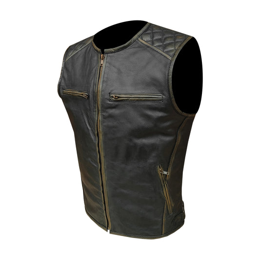 Gilet da Moto in pelle da Uomo Stechmoto ST 1170  Vintage Custom & Café Race ST