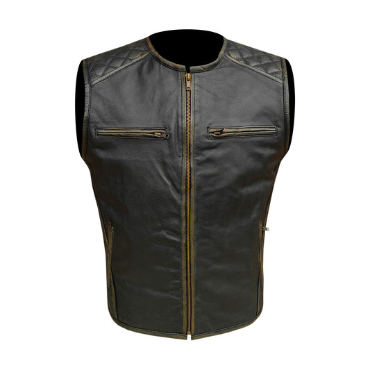 Gilet da Moto in pelle da Uomo Stechmoto ST 1170  Vintage Custom & Café Race ST