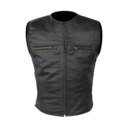 Gilet da Moto in pelle da Uomo Stechmoto ST 1185  Vintage Custom & Café Race ST