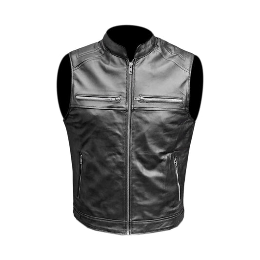 Moto Gilet in pelle da Uomo Stechmoto ST 1190 BZM Vintage Custom & Café Race ST