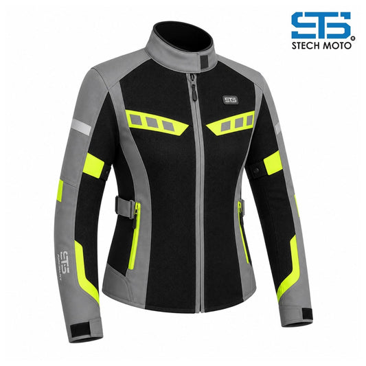 Giubbotto da moto estivo in tessuto s-tech ST 851 AIR H2Out  Nero-Grigio-flu ST