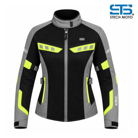 Giubbotto da moto estivo in tessuto s-tech ST 851 AIR H2Out  Nero-Grigio-flu ST