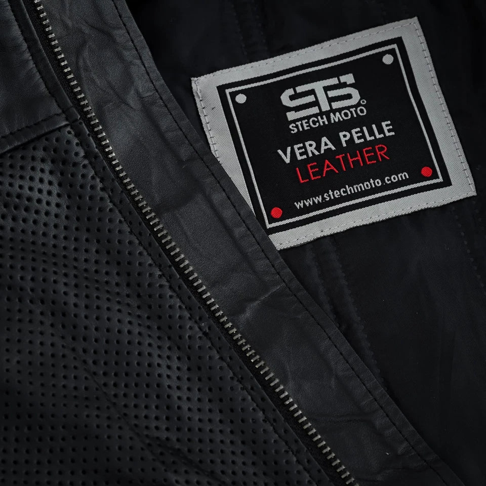 Moto giacca estivo in pelle uomo Stechmoto ST 1720 DOMINO AIR  Vintage Café Race ST