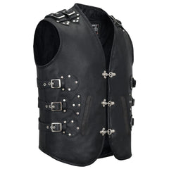 Moto Gilet in pelle S-tech ST 1100 Torento FIBBIE Vintage Custom Café Race ST