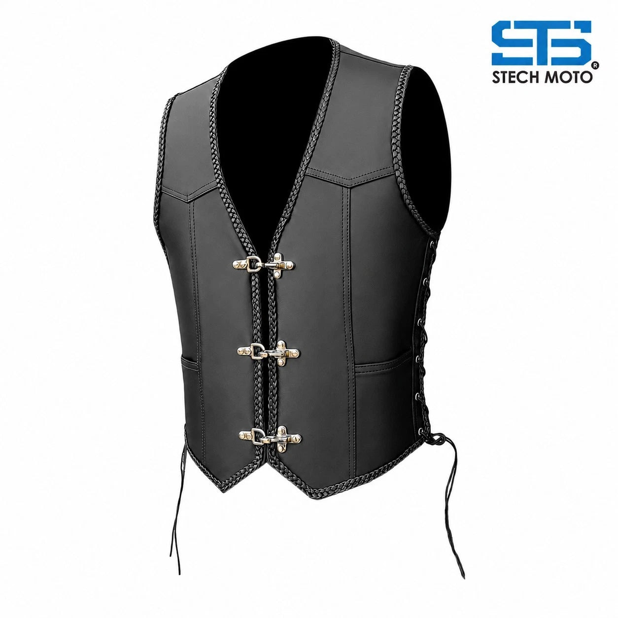 Moto Gilet in pelle S-tech ST 1110 FIBBIE-GW Vintage Custom Café Race ST