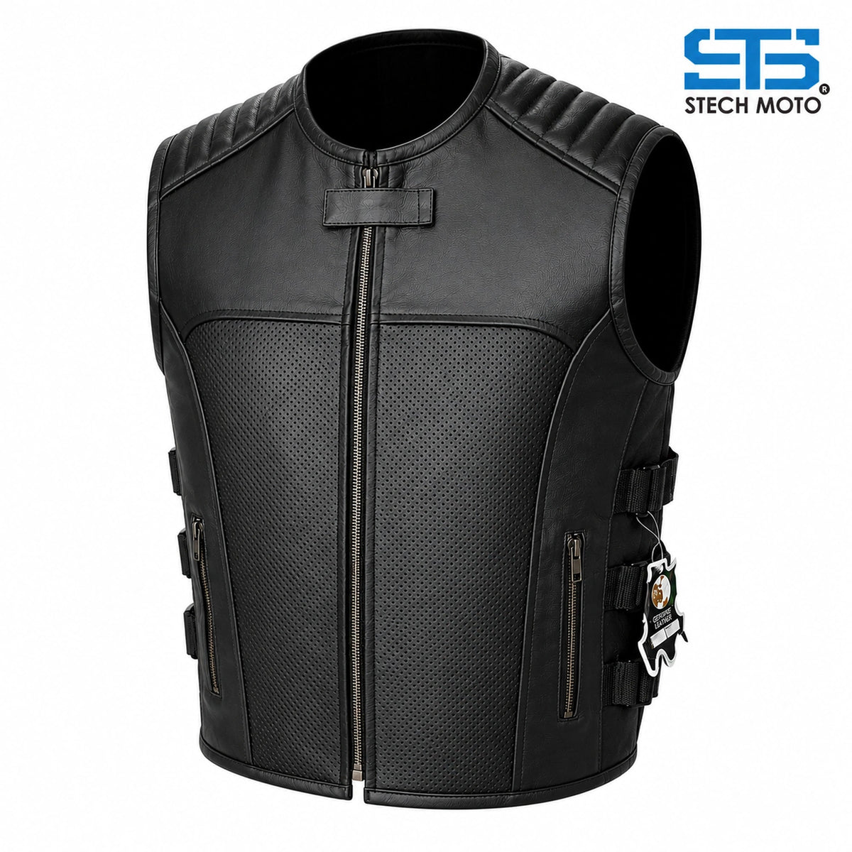Moto Gilet in pelle S-tech ST 1121 Vintage Custom & Café Race ST