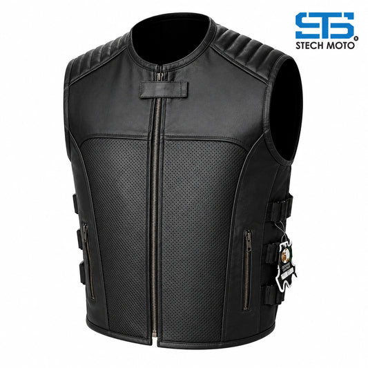 Moto Gilet in pelle S-tech ST 1121 Vintage Custom & Café Race ST