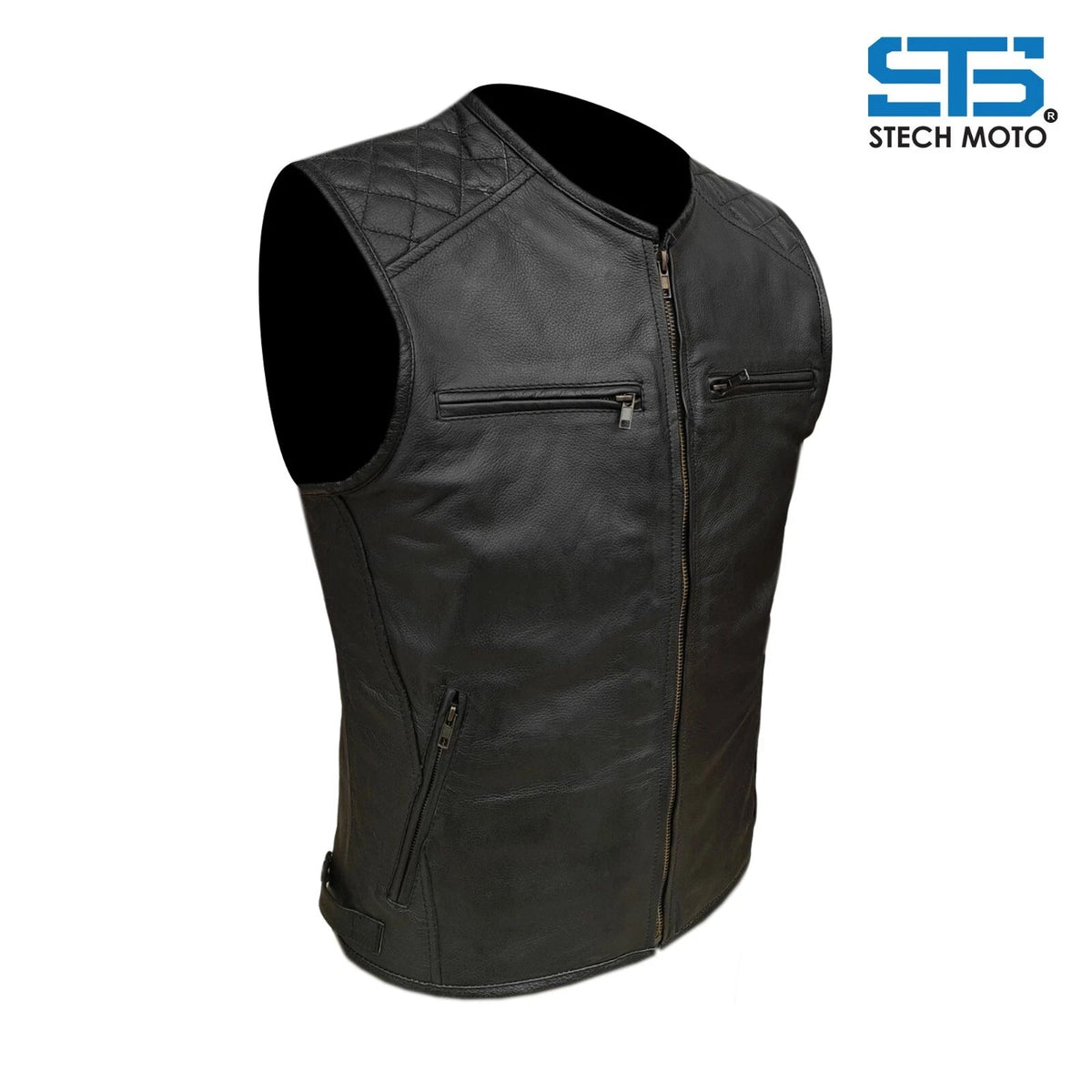 Moto Gilet in pelle da Uomo Stechmoto ST 1170  Vintage Custom & Café Race ST