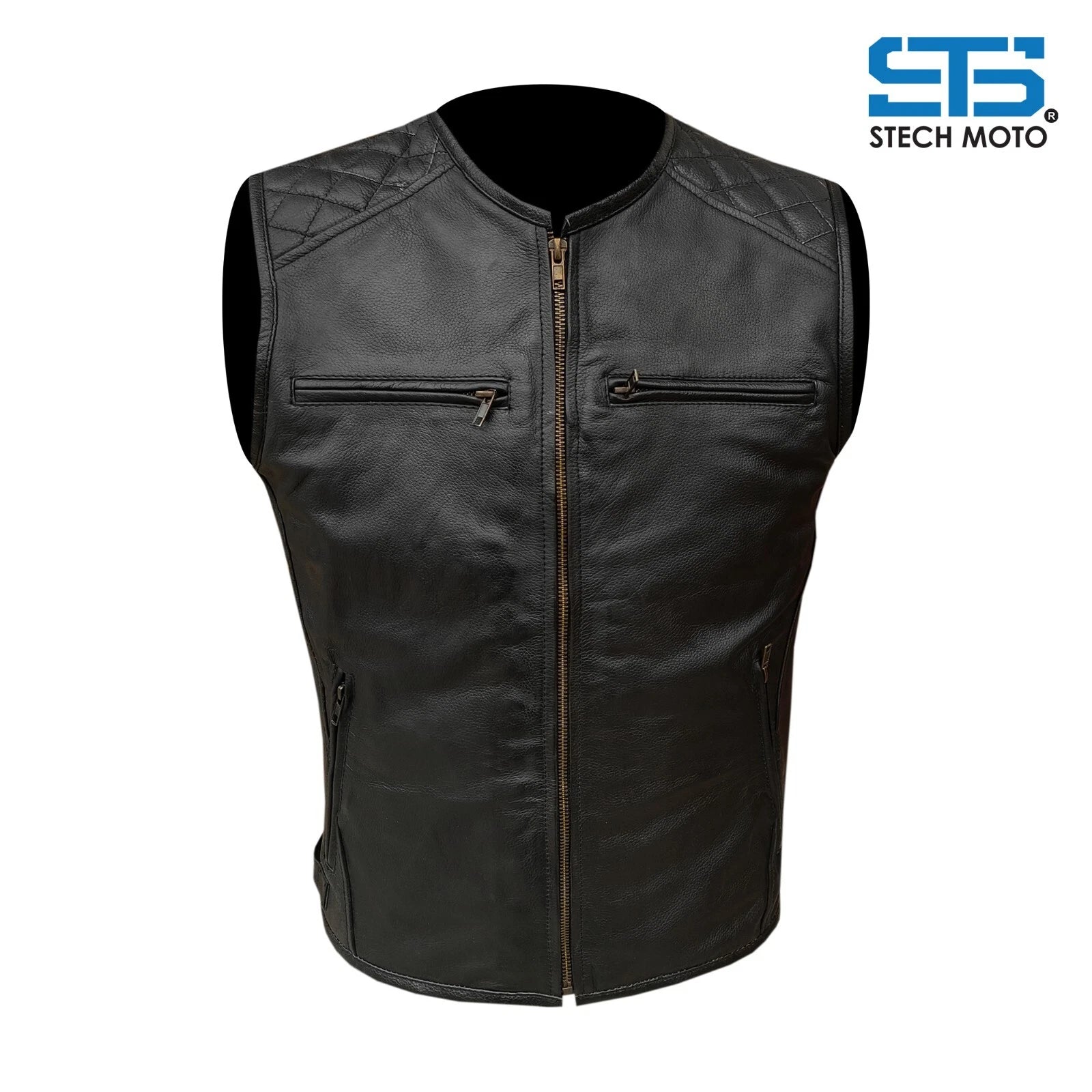 Moto Gilet in pelle da Uomo Stechmoto ST 1170  Vintage Custom & Café Race ST