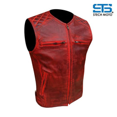 Gilet da Moto in pelle da Uomo Stechmoto ST 1170  Vintage Custom & Café Race ST