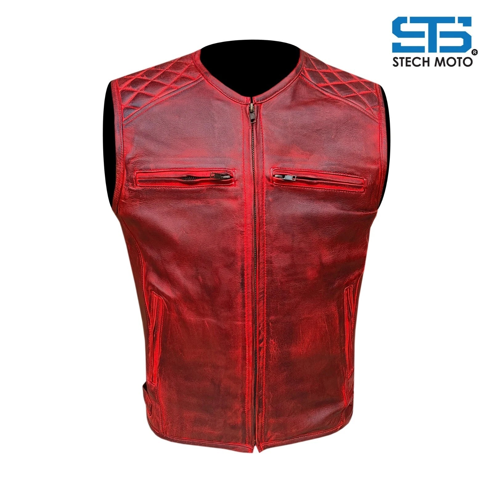 Gilet da Moto in pelle da Uomo Stechmoto ST 1170  Vintage Custom & Café Race ST
