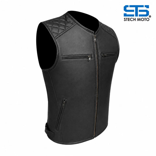 Moto Gilet in pelle da Uomo S-tech ST 1170 Vintage Custom & Café Race ST