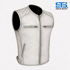 Moto Gilet in pelle da Uomo S-tech ST 1170 Vintage Custom & Café Race ST