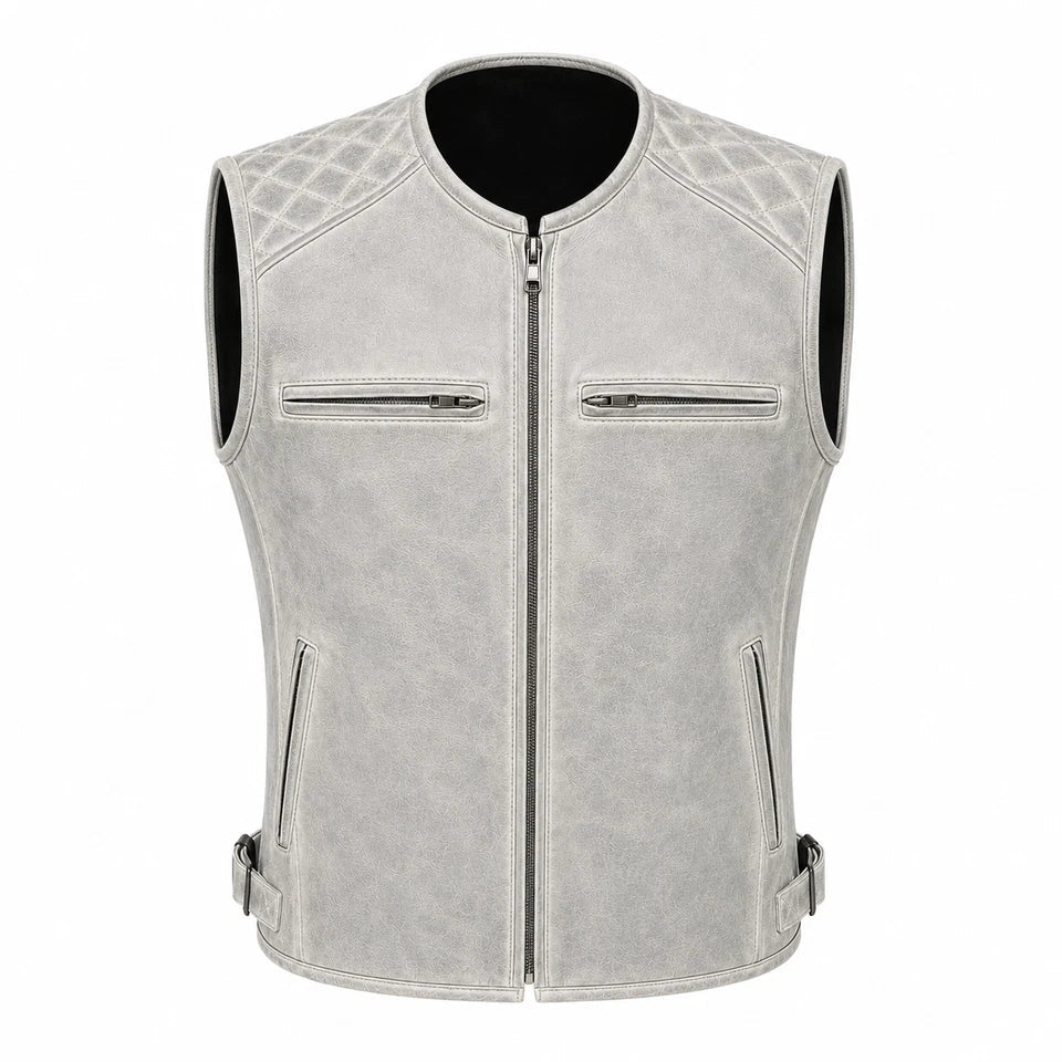 Moto Gilet in pelle da Uomo S-tech ST 1170 Vintage Custom & Café Race ST