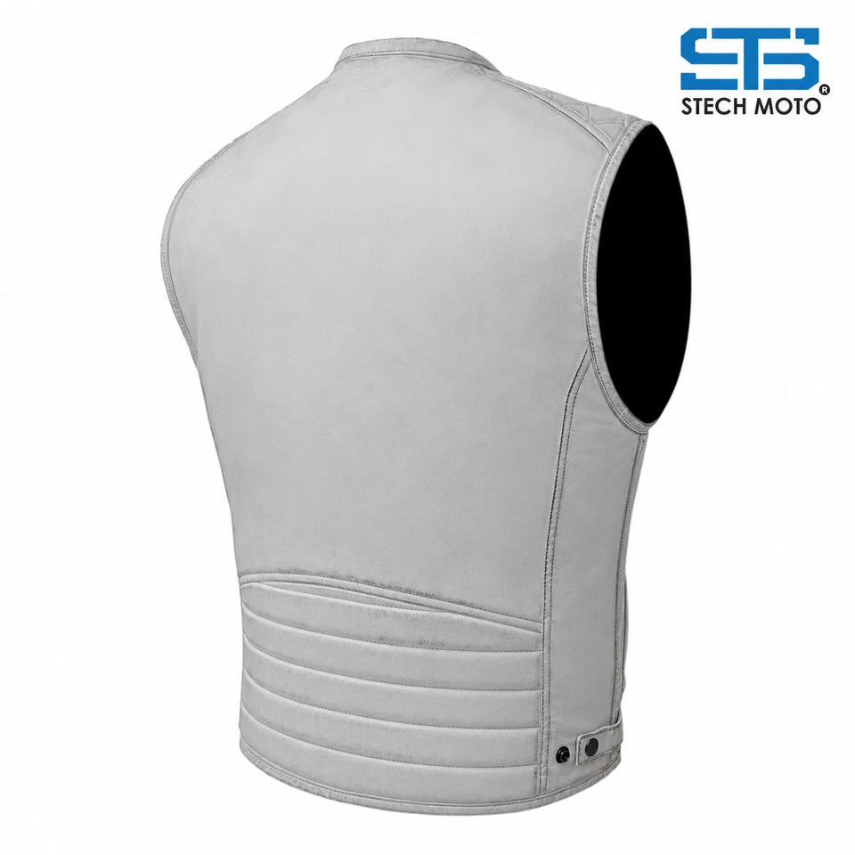 Moto Gilet in pelle da Uomo S-tech ST 1170 Vintage Custom & Café Race ST