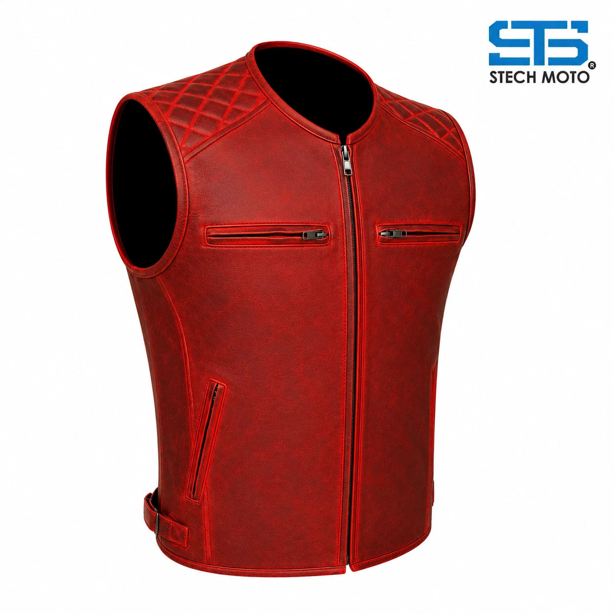 Moto Gilet in pelle da Uomo S-tech ST 1170 Vintage Custom & Café Race ST