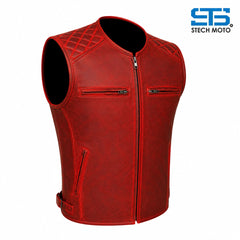 Moto Gilet in pelle da Uomo S-tech ST 1170 Vintage Custom & Café Race ST