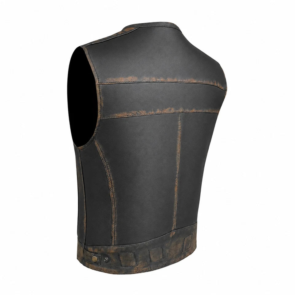 Moto Gilet in pelle da Uomo S-tech ST 1180 PW Vintage Custom & Café Race ST