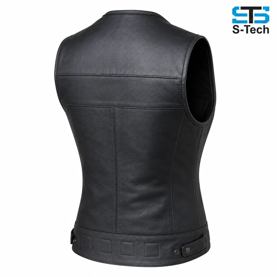 Gilet da Moto in pelle S-tech ST 1180 Vintage Custom & Café Race ST