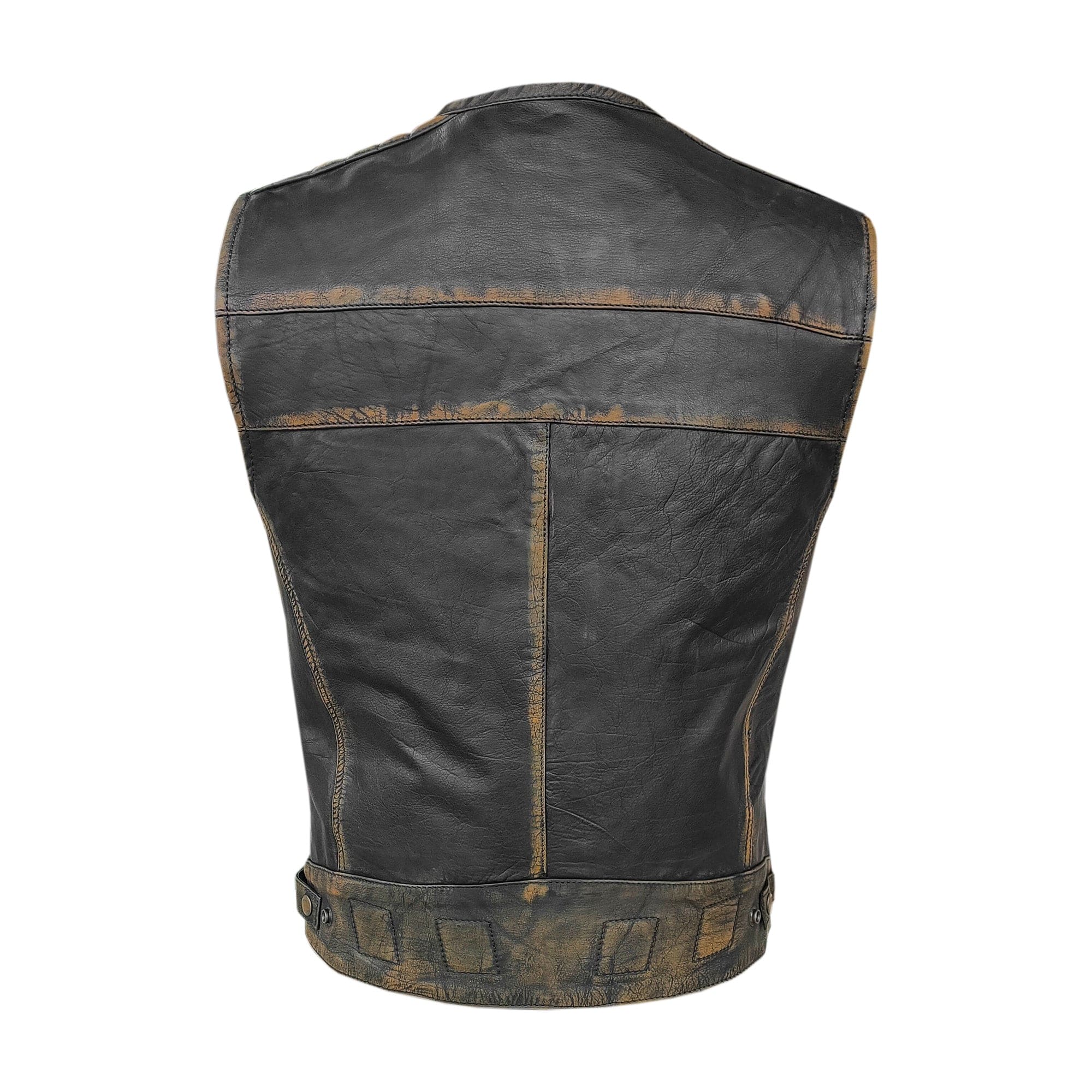 Moda Uomo Pelle Nappa Gilet In Vera Pelle Bovina Nera - Con Chiusura Lampo E Tasche | Modello Estensibile Moda Motociclista - Foto 10