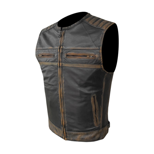 Gilet Moto in pelle da Uomo Stechmoto ST 1180 PW Vintage Custom & Café Race ST