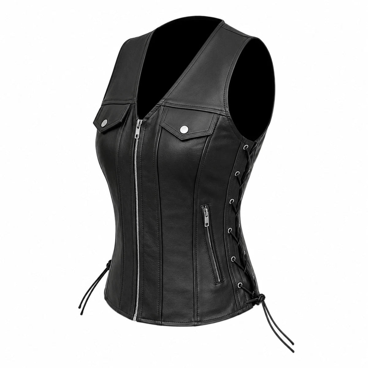 Gilet Moto in pelle donna S-tech ST 1206 ZXP Vintage Custom & Café Race ST