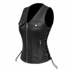 Gilet Moto in pelle donna S-tech ST 1206 ZXP Vintage Custom & Café Race ST