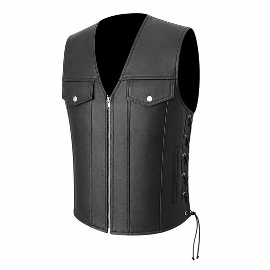 Gilet da Moto in pelle da uomo S-tech ST 1206 BXT Custom Vintage e Café Race ST