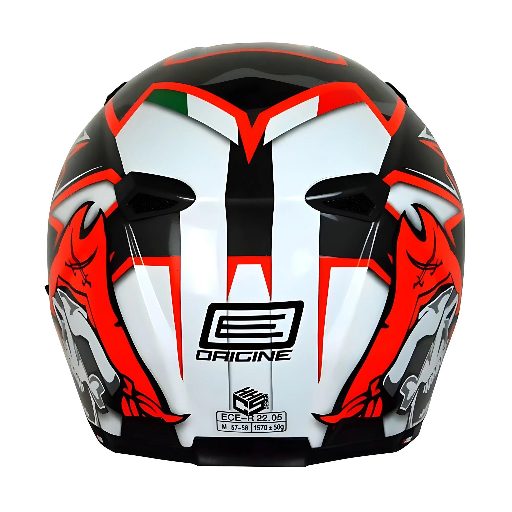 Casco Moto Integrale in Fibra Origine ST Race Nero-Bianco-Rosso