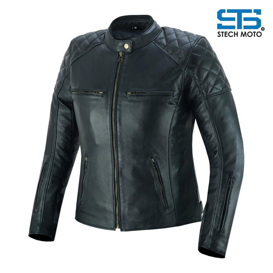 Moto giacca in Pelle da donna Stechmoto ST 1710 Quintus Custom Vintage e Café Race - Am Moto-Abbigliamento Moto
