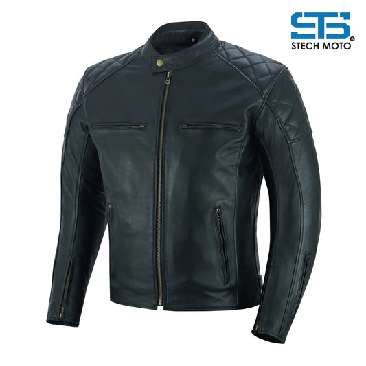 Moto giacca in Pelle da Uomo Stechmoto ST 1710 Quintus Custom Vintage e Cafe Race - Am Moto-Abbigliamento Moto