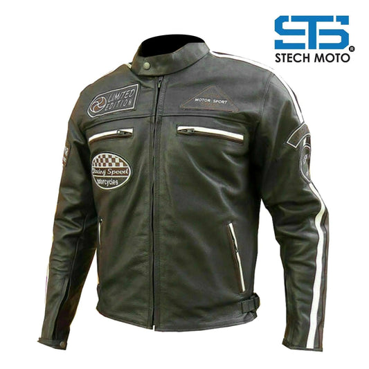 Moto Giacca in pelle da Uomo Stechmoto ST 1735 Vintage Custom & Café Race - Am Moto-Abbigliamento Moto