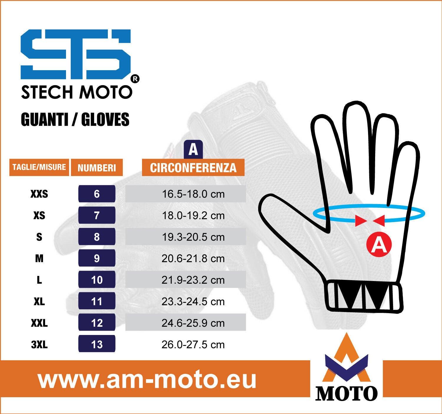 size_chart_gloves - Am Moto-Abbigliamento Moto