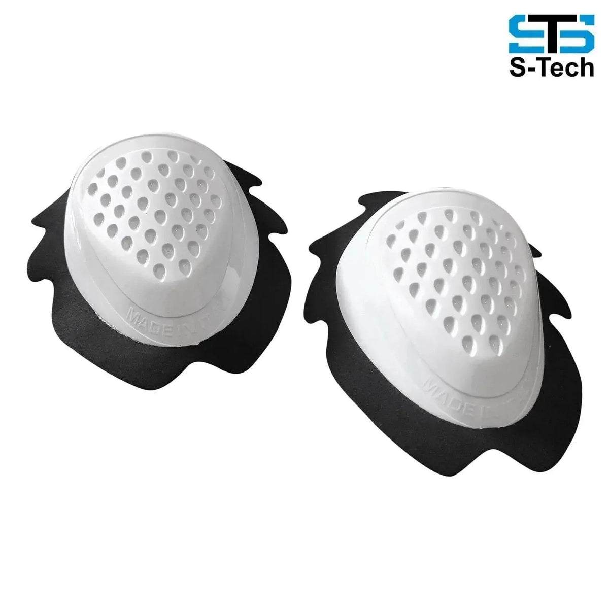 Coppia di saponette bianche per tuta da moto, accessori abbigliamento motociclista.
