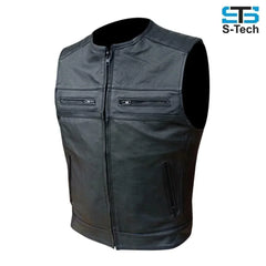 Gilet Biker Nero Gilet In Pelle Per Motociclisti - Stile Chopper Club Gilet Biker Nero Gilet In Pelle Per Motociclisti - Stile Chopper Club