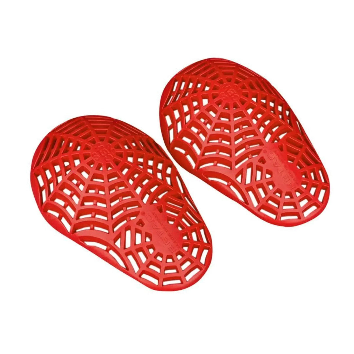 Protezioni rosse Betac livello 2 per gomito e spalle moto con design traforato